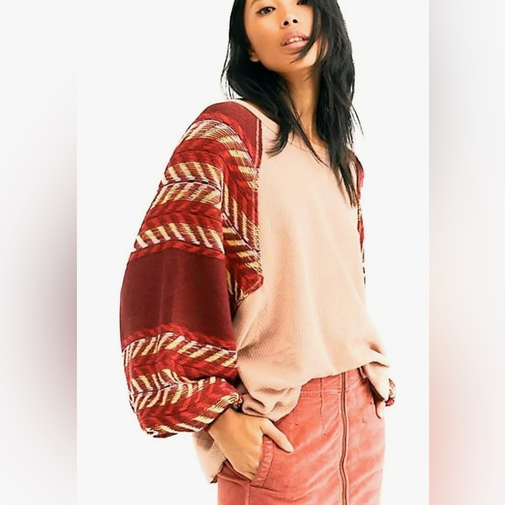 Free People Rainbow Dreams Pullover Knit Top Sands